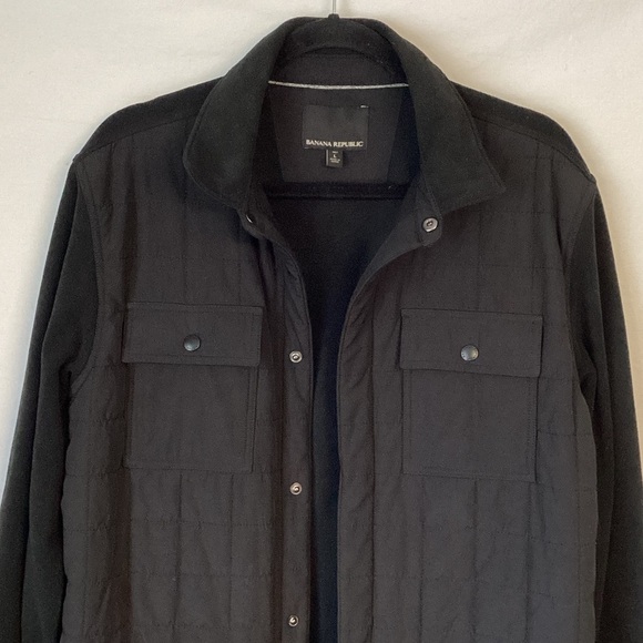 Banana Republic Black Front Quilted Jacket Size Large - Picture 2 of 9